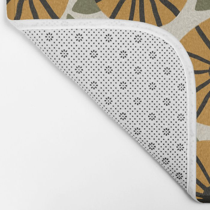 Floral Pattern / Turmeric Yellow & Green Bath Mat Gallery Image 2