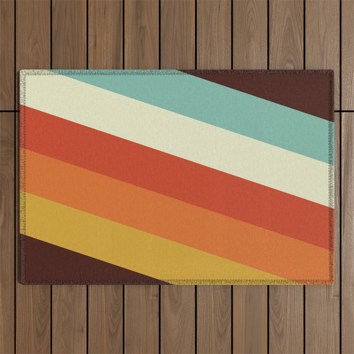 Renpet - Colorful Classic Abstract Minimal Retro 70s Style Stripes Design Outdoor Rug Gallery Image 1