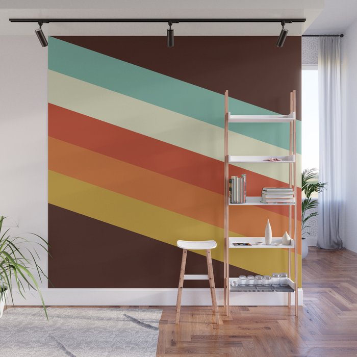 Renpet - Colorful Classic Abstract Minimal Retro 70s Style Stripes Design Wall Mural Gallery Image 1