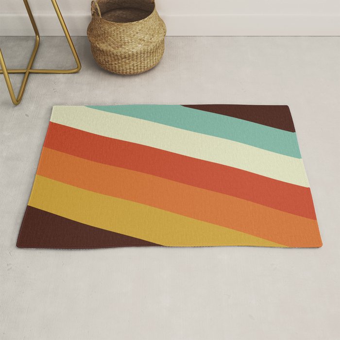 Renpet - Colorful Classic Abstract Minimal Retro 70s Style Stripes Design Rug Gallery Image 1