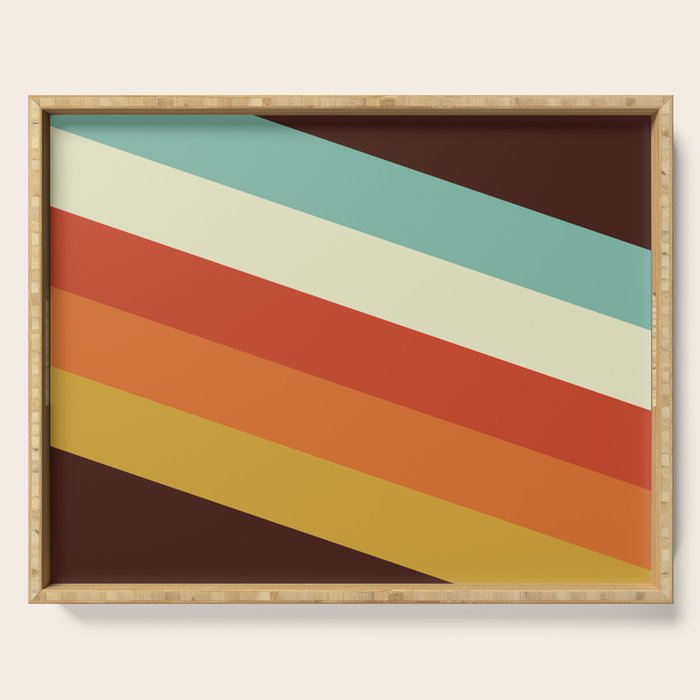 Renpet - Colorful Classic Abstract Minimal Retro 70s Style Stripes Design Serving Tray Gallery Image 1