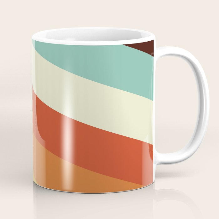Renpet - Colorful Classic Abstract Minimal Retro 70s Style Stripes Design Coffee Mug Gallery Image 1