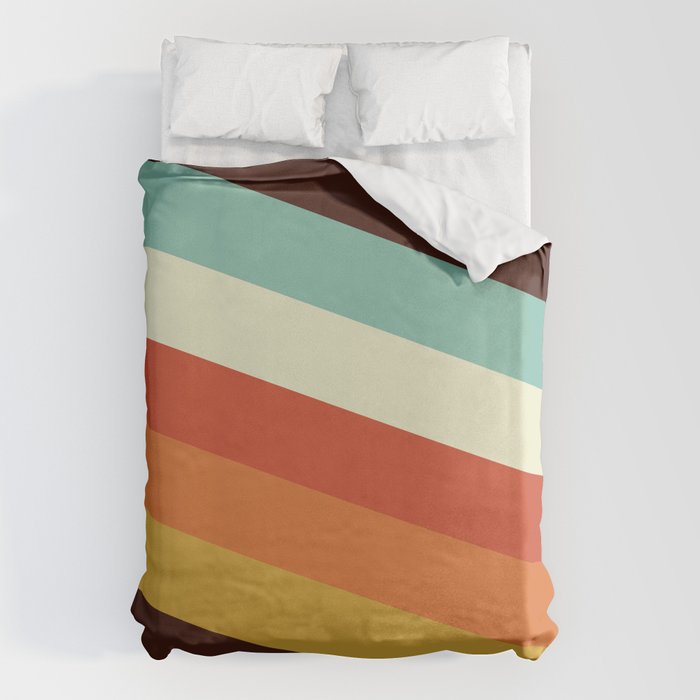 Renpet - Colorful Classic Abstract Minimal Retro 70s Style Stripes Design Duvet Cover Gallery Image 6