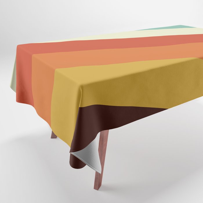 Renpet - Colorful Classic Abstract Minimal Retro 70s Style Stripes Design Tablecloth Gallery Image 1