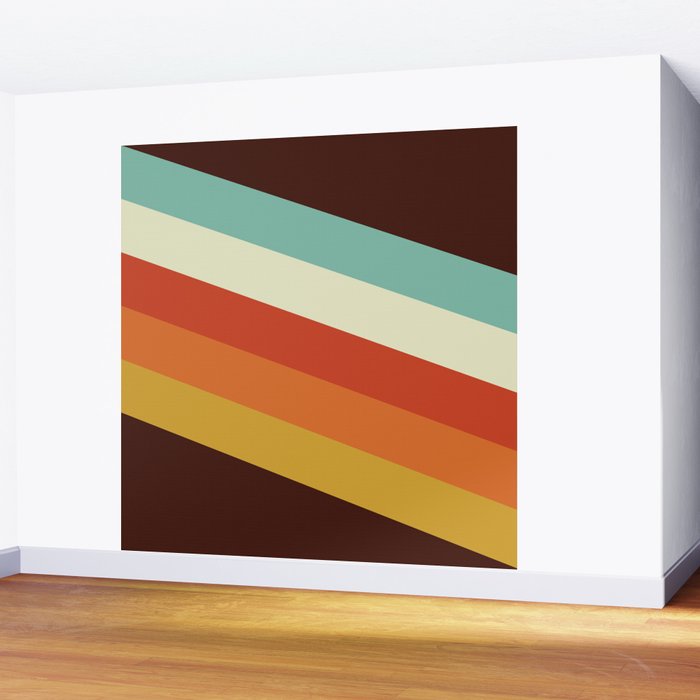Renpet - Colorful Classic Abstract Minimal Retro 70s Style Stripes Design Wall Mural Gallery Image 2