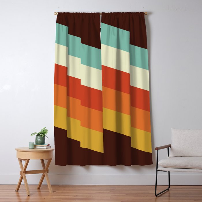 Renpet - Colorful Classic Abstract Minimal Retro 70s Style Stripes Design Window Curtain Gallery Image 5