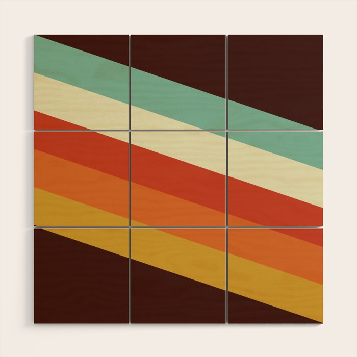 Renpet - Colorful Classic Abstract Minimal Retro 70s Style Stripes Design Wood Wall Art Gallery Image 1