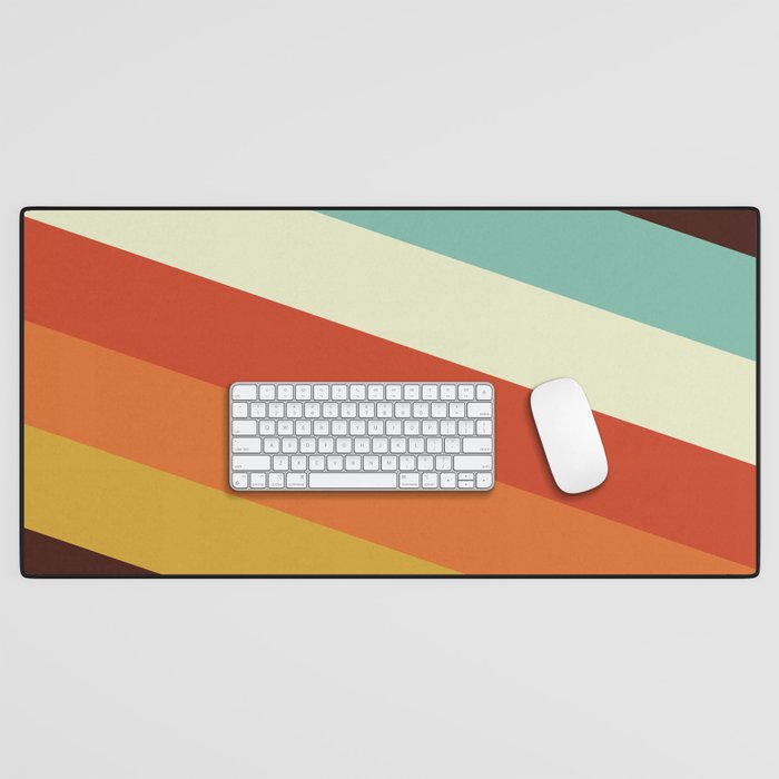 Renpet - Colorful Classic Abstract Minimal Retro 70s Style Stripes Design Desk Mat Gallery Image 1