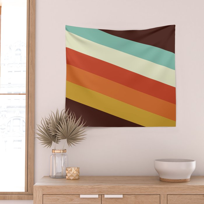 Renpet - Colorful Classic Abstract Minimal Retro 70s Style Stripes Design Wall Tapestry Gallery Image 2