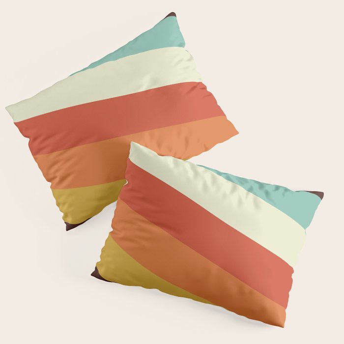 Renpet - Colorful Classic Abstract Minimal Retro 70s Style Stripes Design Pillow Sham Gallery Image 1