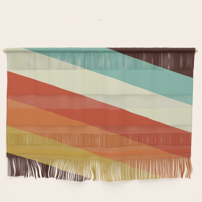 Renpet - Colorful Classic Abstract Minimal Retro 70s Style Stripes Design Wall Hanging Gallery Image 1