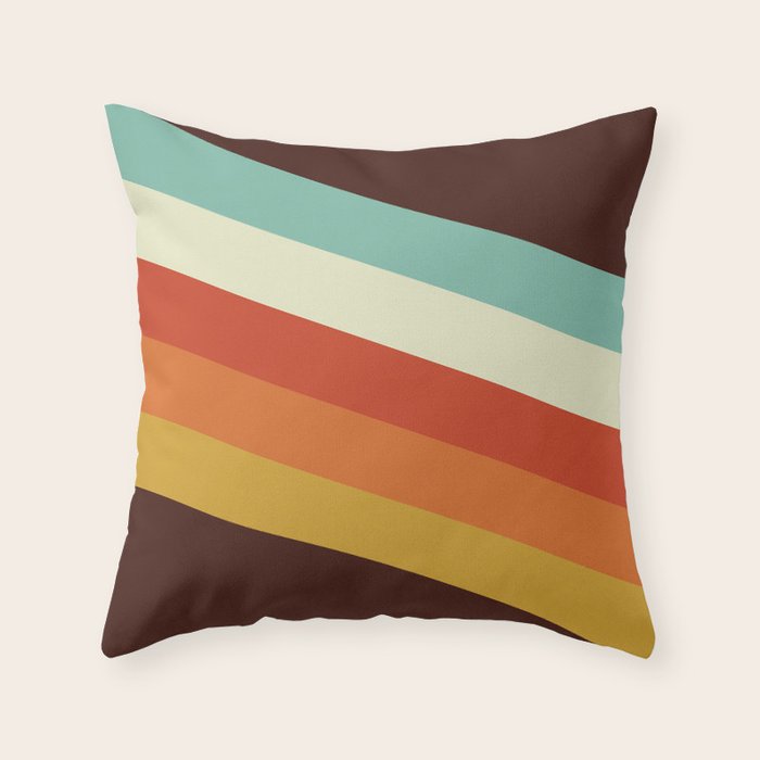 Renpet - Colorful Classic Abstract Minimal Retro 70s Style Stripes Design Throw Pillow Gallery Image 1