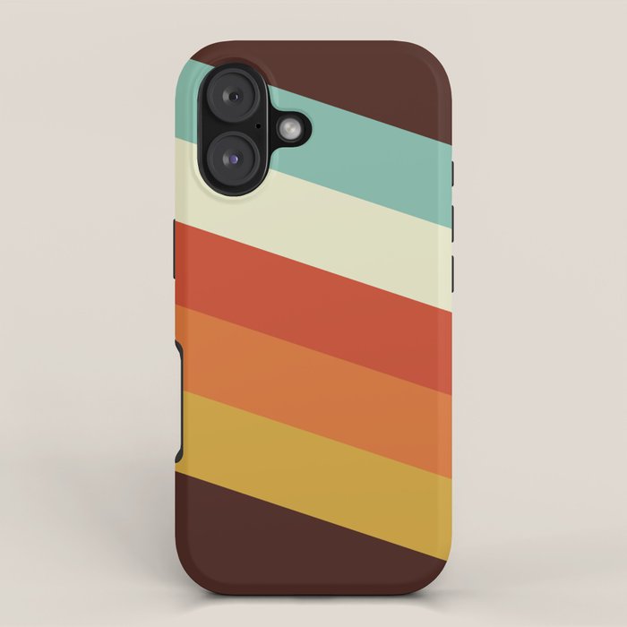 Renpet - Colorful Classic Abstract Minimal Retro 70s Style Stripes Design iPhone Case Gallery Image 1