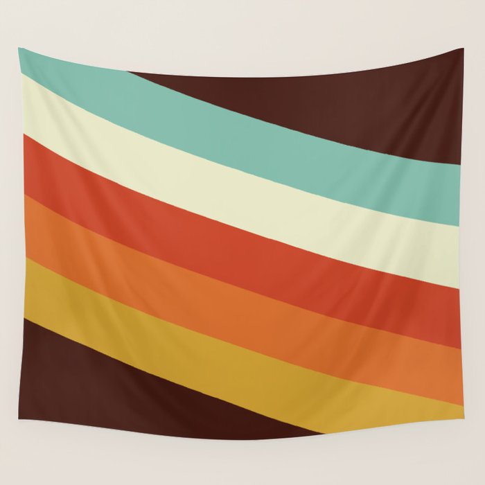 Renpet - Colorful Classic Abstract Minimal Retro 70s Style Stripes Design Wall Tapestry Gallery Image 1