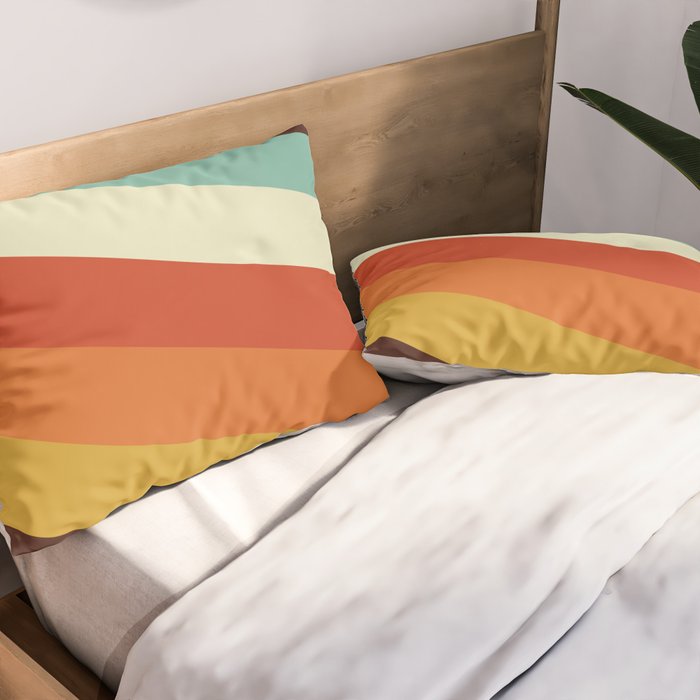 Renpet - Colorful Classic Abstract Minimal Retro 70s Style Stripes Design Pillow Sham Gallery Image 2