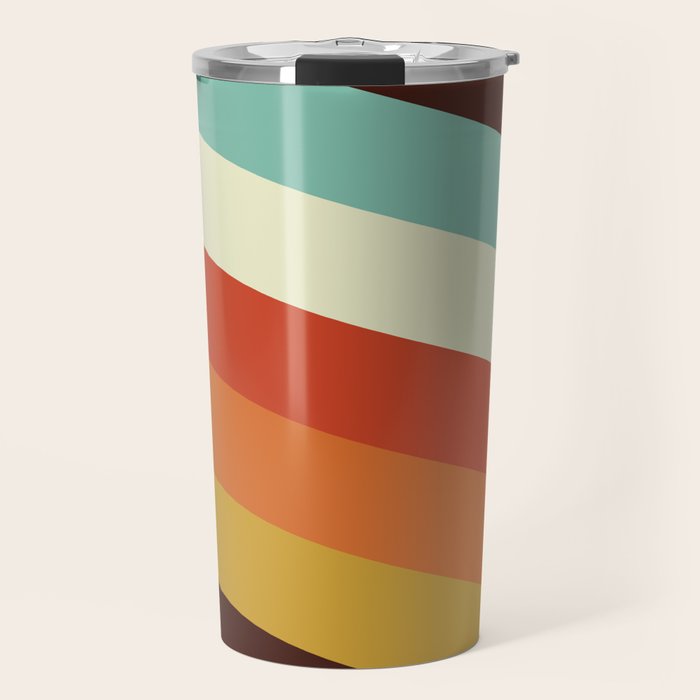Renpet - Colorful Classic Abstract Minimal Retro 70s Style Stripes Design Travel Mug Gallery Image 1