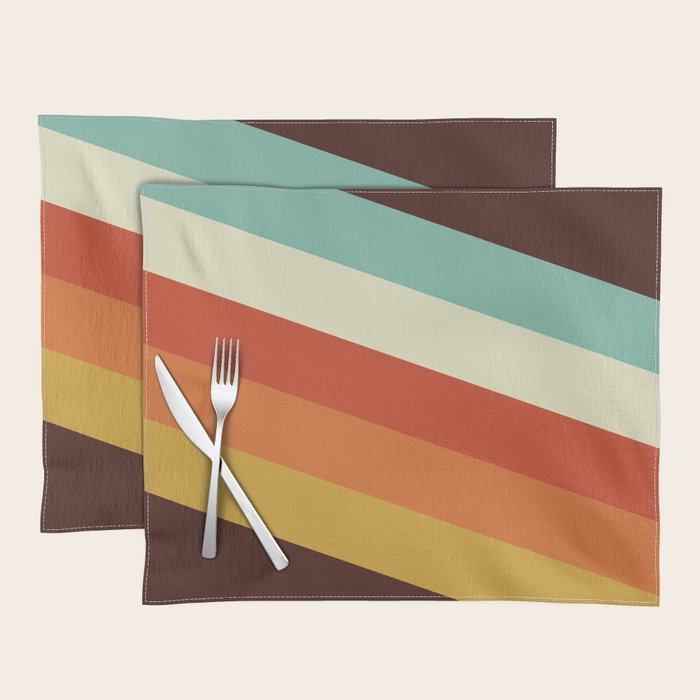 Renpet - Colorful Classic Abstract Minimal Retro 70s Style Stripes Design Placemat Gallery Image 1