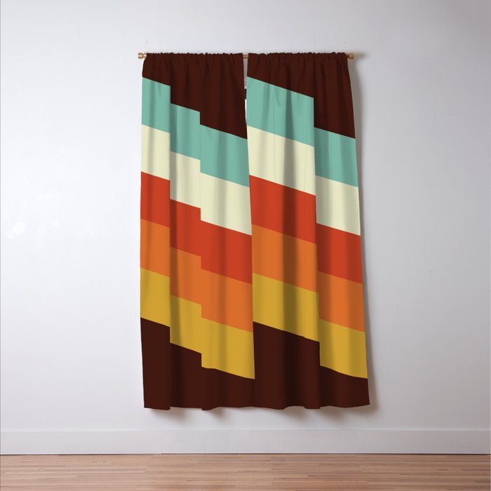 Renpet - Colorful Classic Abstract Minimal Retro 70s Style Stripes Design Window Curtain Gallery Image 3