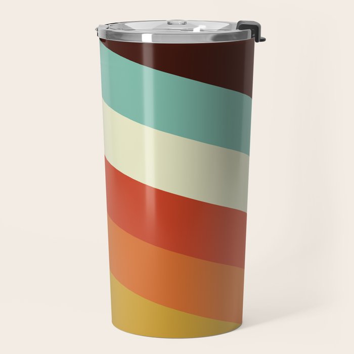 Renpet - Colorful Classic Abstract Minimal Retro 70s Style Stripes Design Travel Mug Gallery Image 2