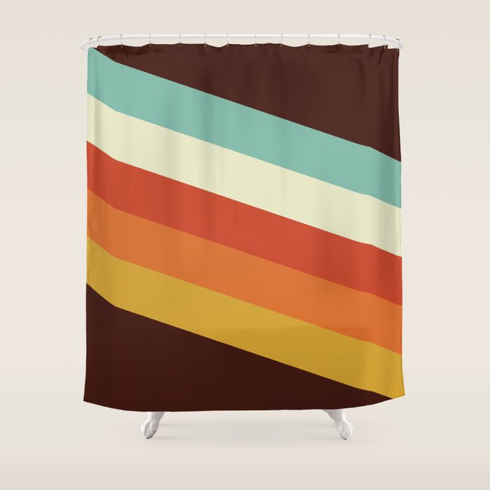 Renpet - Colorful Classic Abstract Minimal Retro 70s Style Stripes Design Shower Curtain Gallery Image 1
