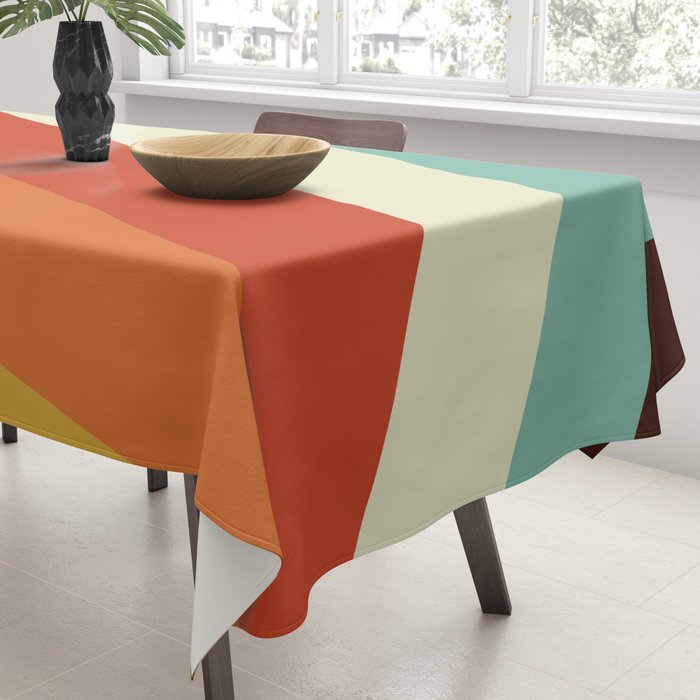 Renpet - Colorful Classic Abstract Minimal Retro 70s Style Stripes Design Tablecloth Gallery Image 3