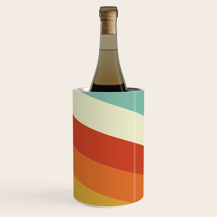 Renpet - Colorful Classic Abstract Minimal Retro 70s Style Stripes Design Wine Chiller Gallery Image 1