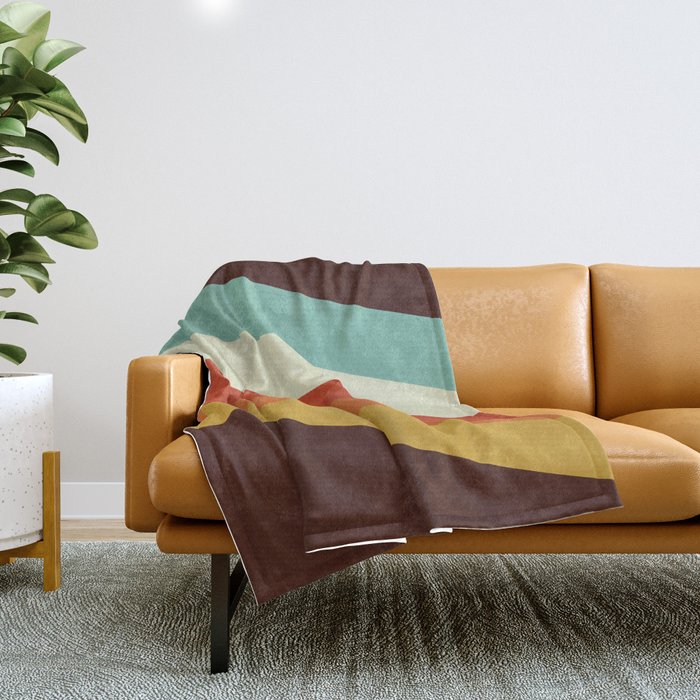 Renpet - Colorful Classic Abstract Minimal Retro 70s Style Stripes Design Throw Blanket Gallery Image 1