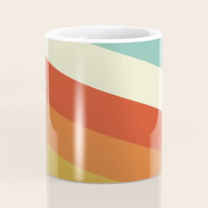 Renpet - Colorful Classic Abstract Minimal Retro 70s Style Stripes Design Coffee Mug Gallery Image 4