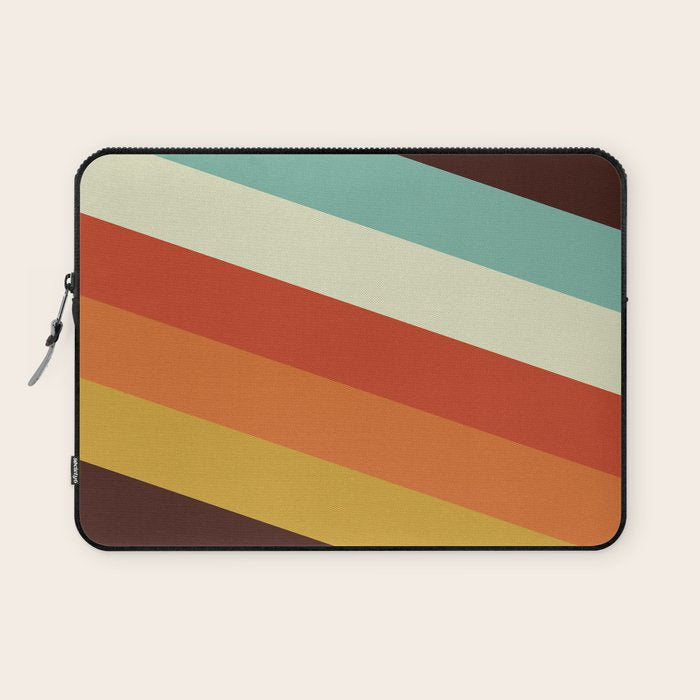 Renpet - Colorful Classic Abstract Minimal Retro 70s Style Stripes Design Laptop Sleeve Gallery Image 1