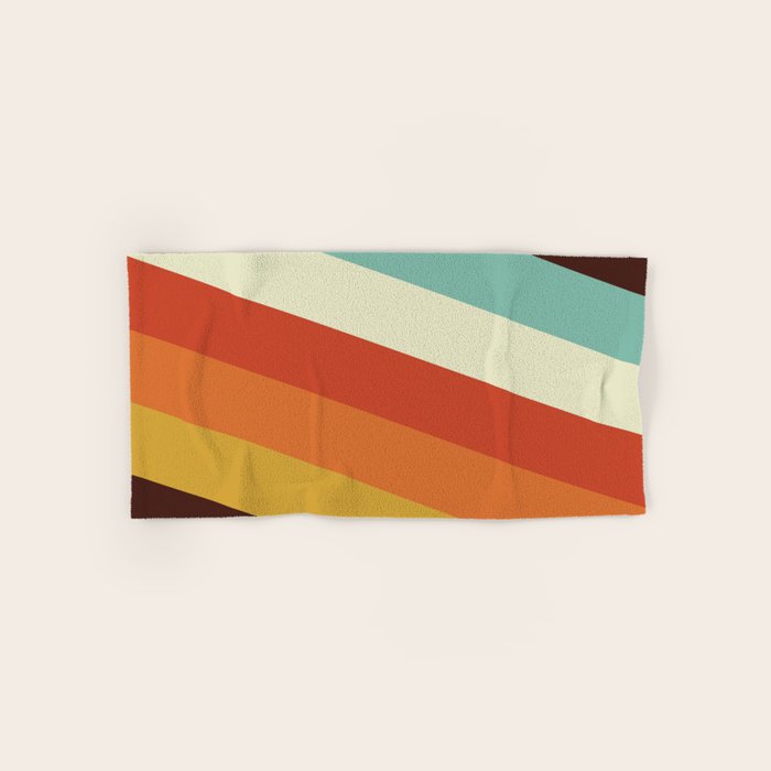 Renpet - Colorful Classic Abstract Minimal Retro 70s Style Stripes Design Bath Towel Gallery Image 1