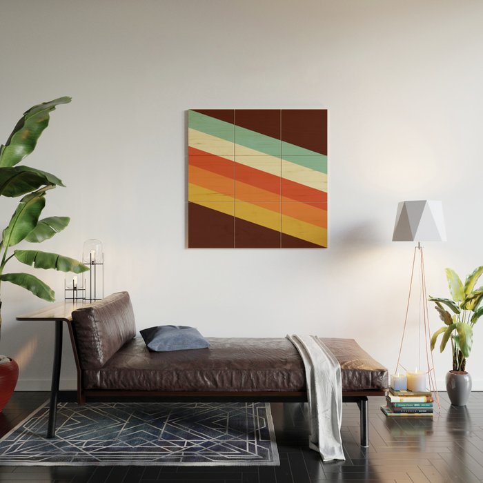 Renpet - Colorful Classic Abstract Minimal Retro 70s Style Stripes Design Wood Wall Art Gallery Image 2