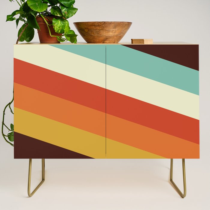 Renpet - Colorful Classic Abstract Minimal Retro 70s Style Stripes Design Credenza Gallery Image 1