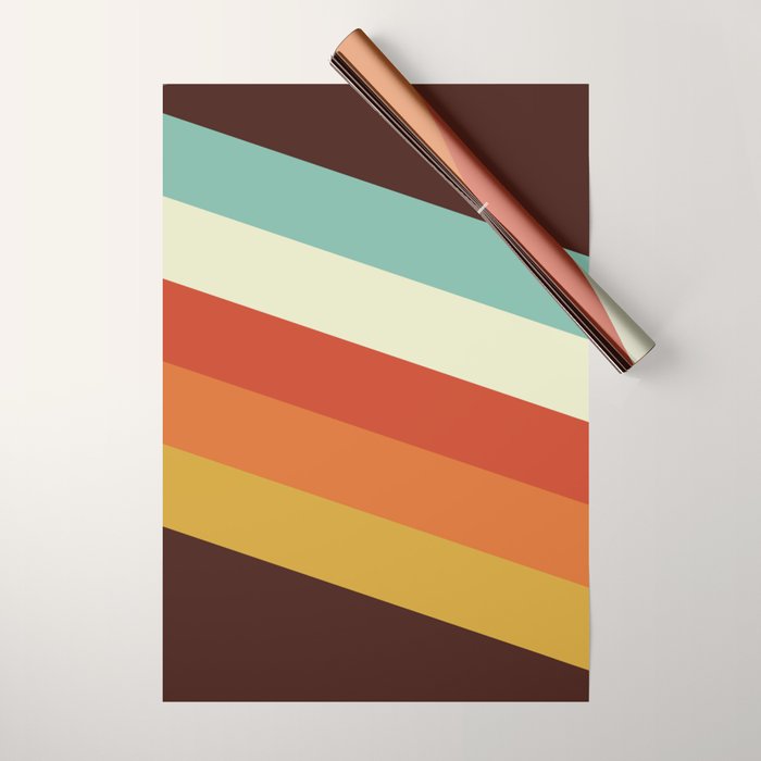 Renpet - Colorful Classic Abstract Minimal Retro 70s Style Stripes Design Wrapping Paper Gallery Image 1