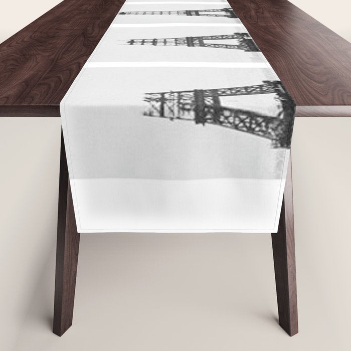 1888-1889 The Rise of the Eiffel Tower Construction Sequence black and white photography Table Runner Gallery Image 1