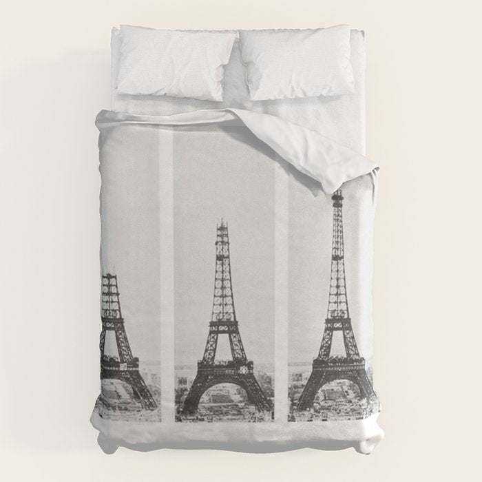 1888-1889 The Rise of the Eiffel Tower Construction Sequence black and white photography Duvet Cover Gallery Image 6