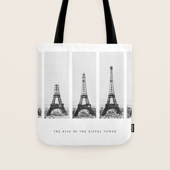 1888-1889 The Rise of the Eiffel Tower Construction Sequence black and white photography Tote Bag Gallery Image 1