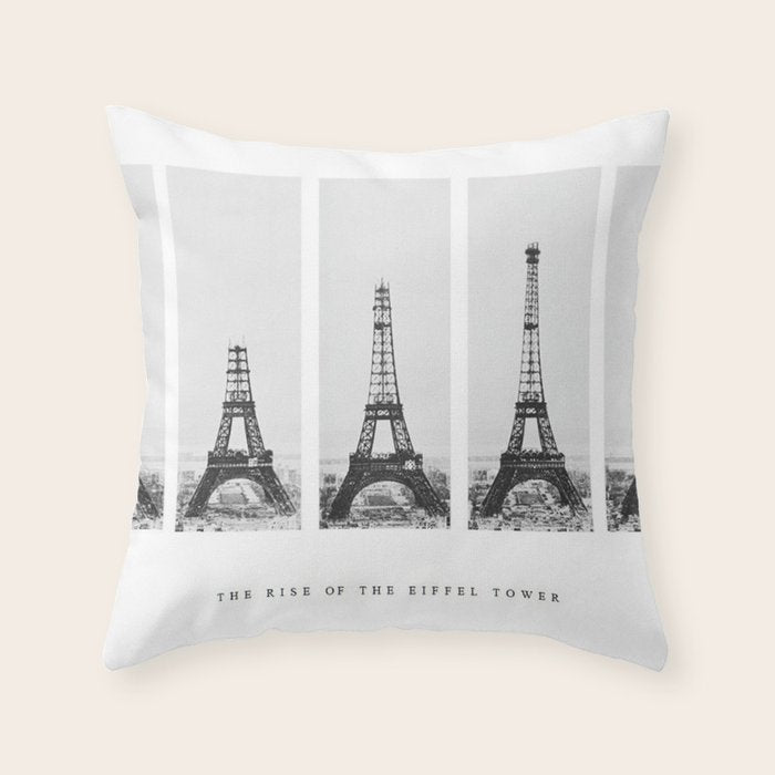 1888-1889 The Rise of the Eiffel Tower Construction Sequence black and white photography Throw Pillow Gallery Image 6