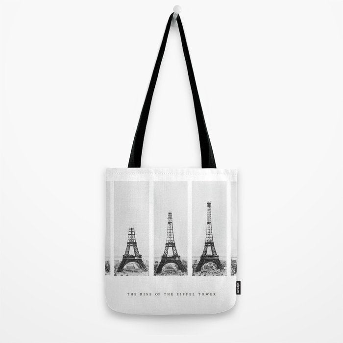 1888-1889 The Rise of the Eiffel Tower Construction Sequence black and white photography Tote Bag Gallery Image 2