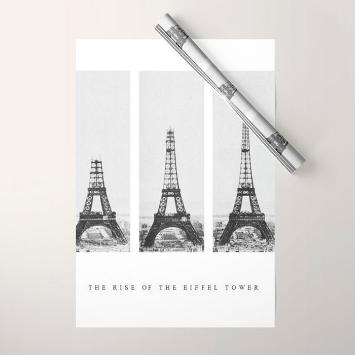 1888-1889 The Rise of the Eiffel Tower Construction Sequence black and white photography Wrapping Paper Gallery Image 1