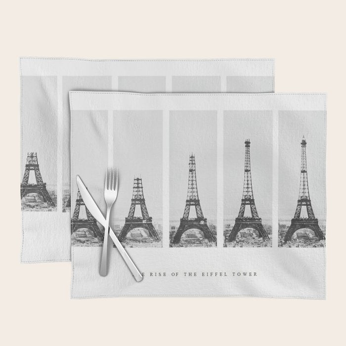 1888-1889 The Rise of the Eiffel Tower Construction Sequence black and white photography Placemat Gallery Image 1