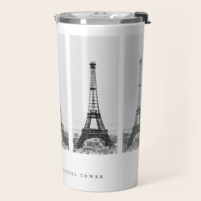 1888-1889 The Rise of the Eiffel Tower Construction Sequence black and white photography Travel Mug Gallery Image 2