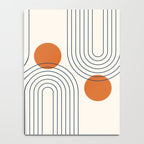 Mid Century Modern Geometric 88 in Navy Blue and Orange (Rainbow and Sun Abstraction) Notebook Gallery Image 4