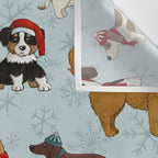 Christmas Puppies, Holiday Dog Print, Cute Puppy Pattern, Winter Pups Wall Tapestry Gallery Image 3