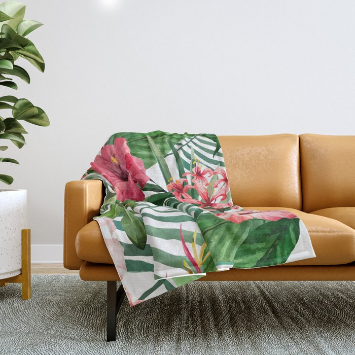 tropical hibiscus Throw Blanket Gallery Image 1