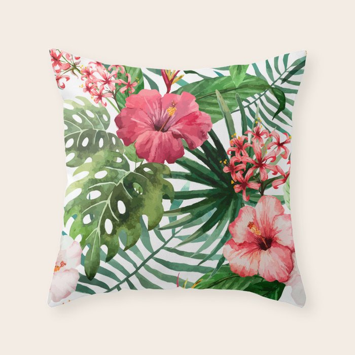tropical hibiscus Throw Pillow Gallery Image 6