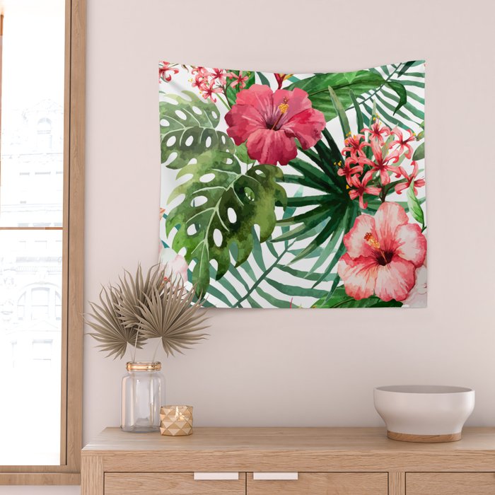 tropical hibiscus Wall Tapestry Gallery Image 2