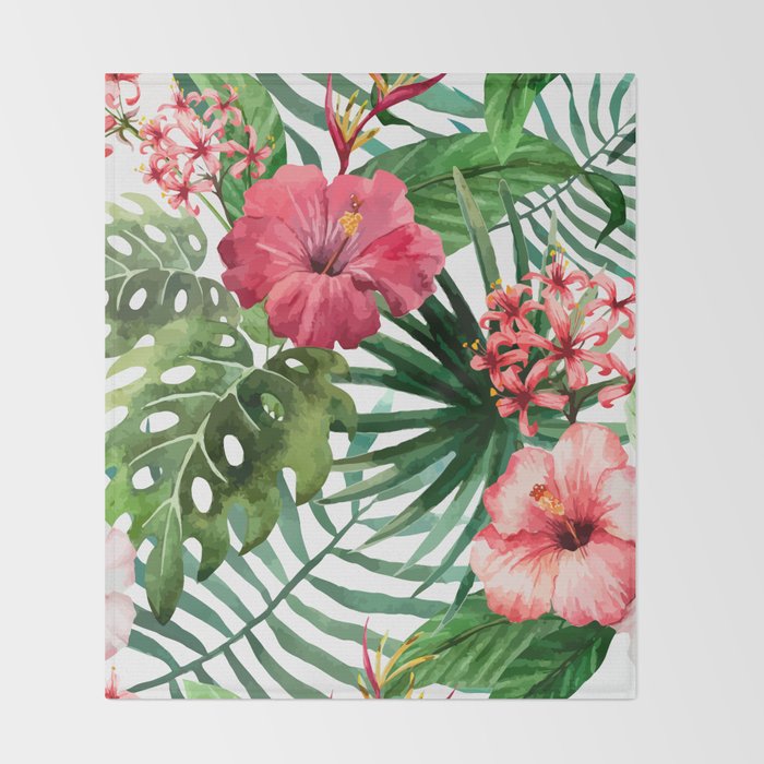 tropical hibiscus Throw Blanket Gallery Image 2