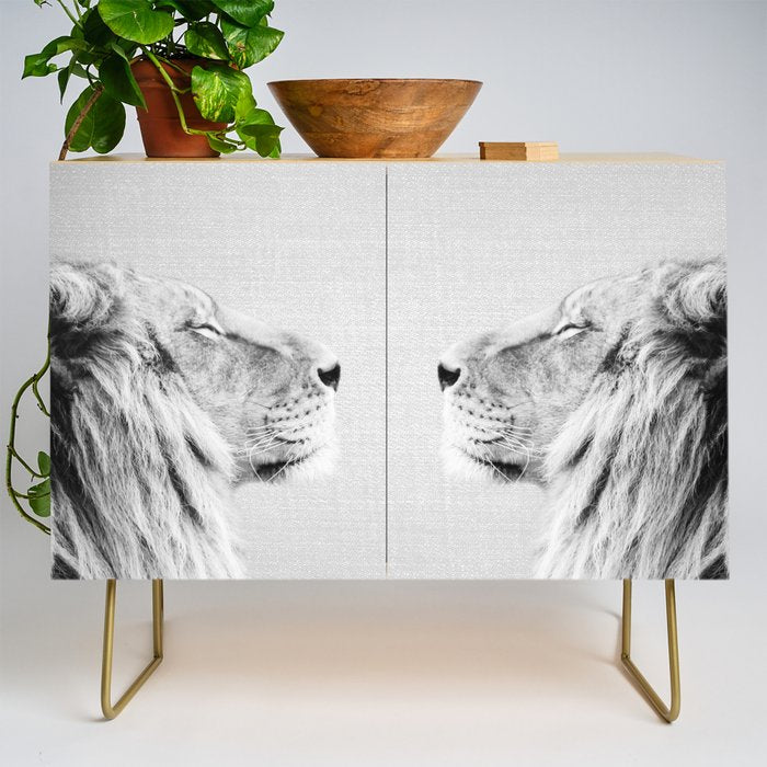 Lion Portrait - Black & White Credenza Gallery Image 1