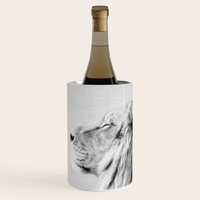 Lion Portrait - Black & White Wine Chiller Gallery Image 3