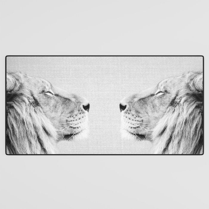 Lion Portrait - Black & White Desk Mat Gallery Image 3
